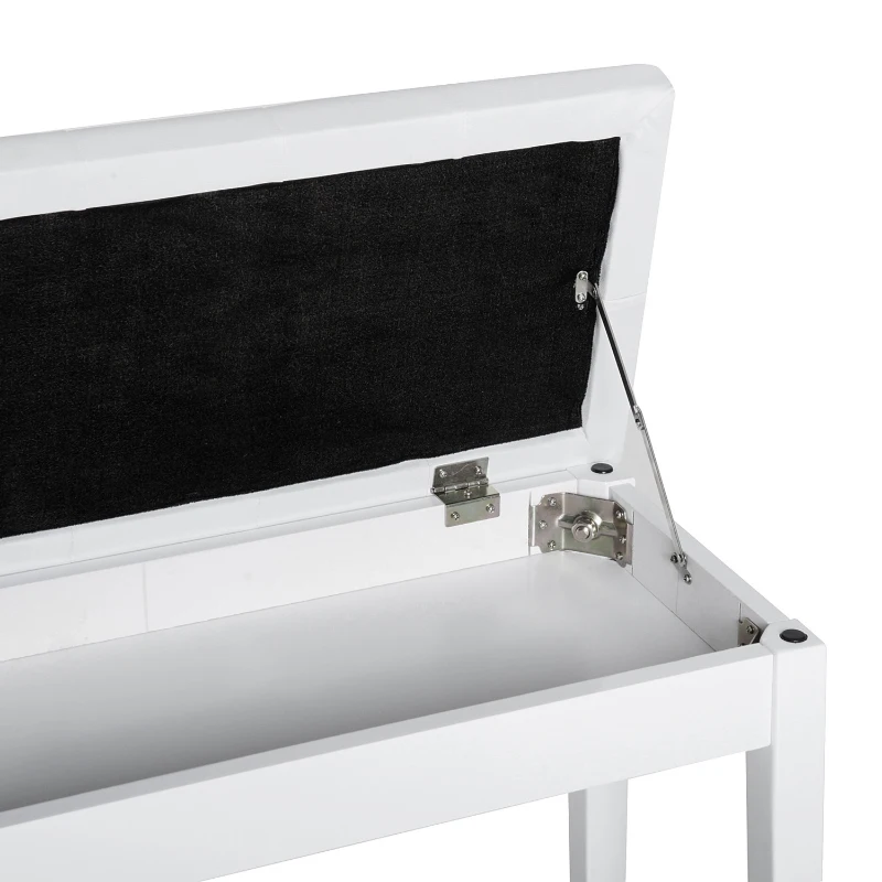 HOMCOM 30" Piano Bench with Padded Cushion and Storage, Faux Leather Keyboard Bench with Solid Wood Legs, White