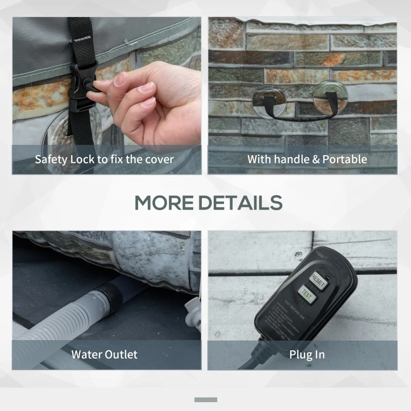 Outsunny 2-3 Person Inflatable Portable Hot Tub Outdoor Round Heated Spa with 108 Jets, Cover, Filter Cartridges, Multicolored