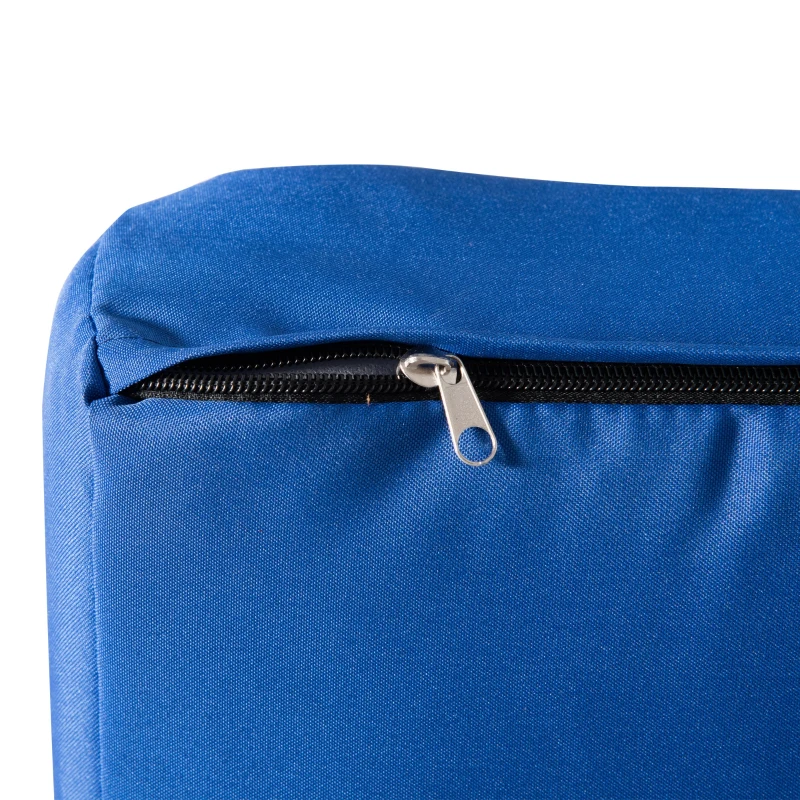 Outsunny Outdoor Rocking Chair with Seat and Back Cushion, Outdoor PE Rattan Garden Chair with Curved Armrests, for Porch, Backyard, Poolside, Blue