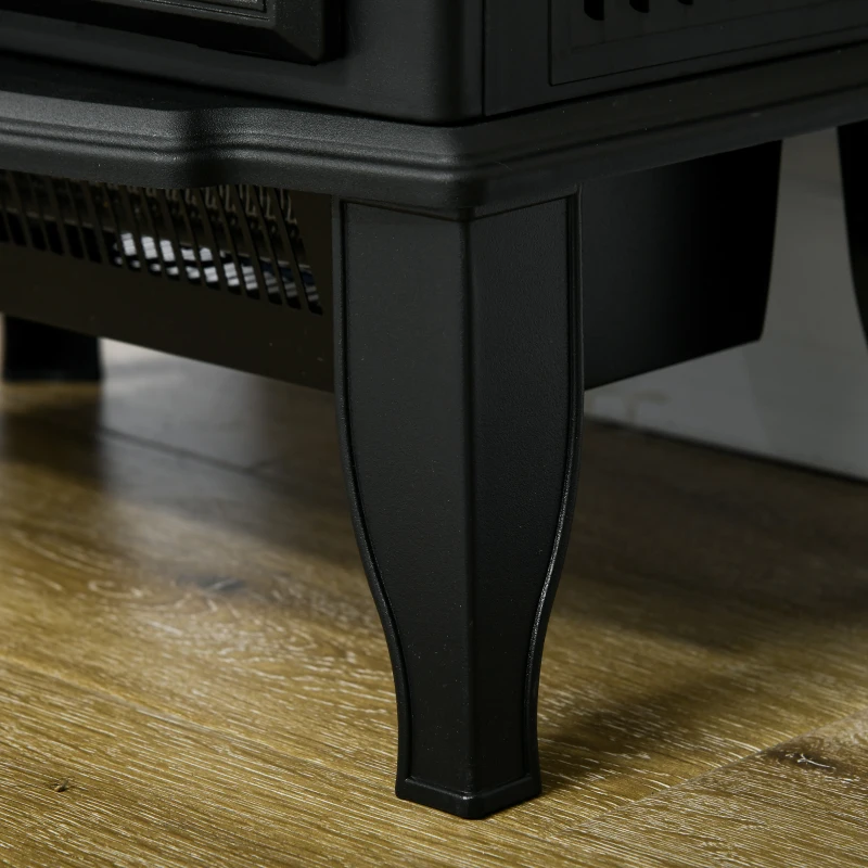 HOMCOM 22" Electric Fireplace Stove, 1500W Freestanding Fireplace Heater with Adjustable Temperature, Overheat Protection, Adjustable Brightness, Black