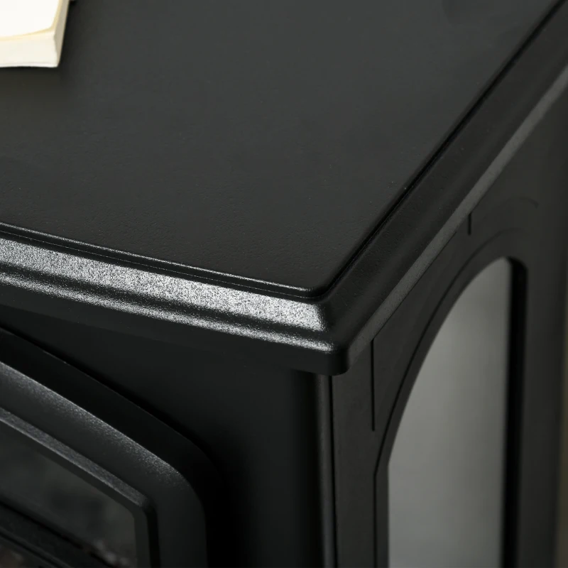 HOMCOM 22" Electric Fireplace Stove, 1500W Freestanding Fireplace Heater with Adjustable Temperature, Overheat Protection, Adjustable Brightness, Black