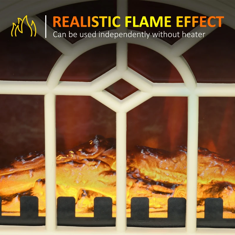 HOMCOM Electric Fireplace Heater, Freestanding Fireplace Stove with Realistic Flames Overheating Protection 750W/1500W, Cream