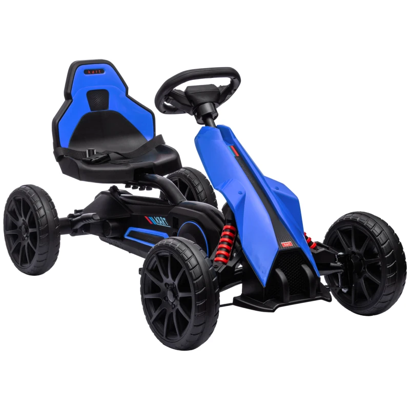 Aosom Kids Pedal Go Kart W/ Adjustable Seat, Swing Axle, Blue