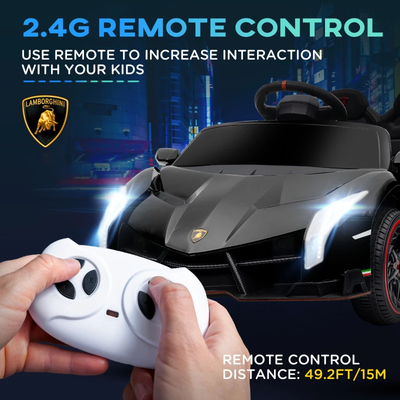 Aosom Lamborghini Veneno Licensed Kids Ride on Car w/ Bluetooth, Black(m-5)