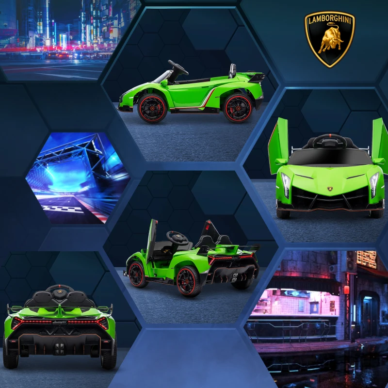 Aosom Lamborghini Veneno Licensed 12V Electric Kids Ride on Car with Bluetooth, Remote, Green(m-9)