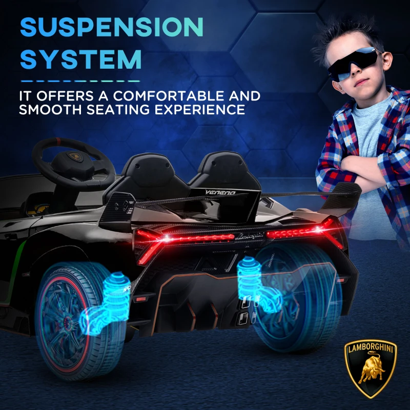 Aosom Lamborghini Veneno Licensed Kids Ride on Car w/ Bluetooth, Black(m-8)