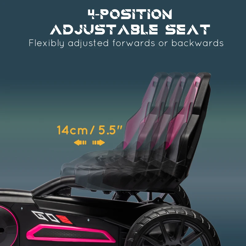Aosom Kids Pedal Go Kart w/ Swing Axle, Shock-Absorbing Wheels, Pink(m-4)
