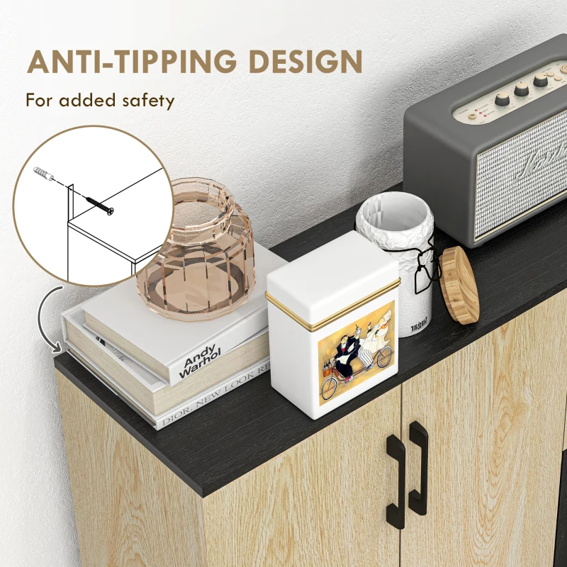 HOMCOM Modern Sideboard Cabinet, Freestanding Sideboards and Buffets with 3 Doors, 2 Drawers and Adjustable Shelf