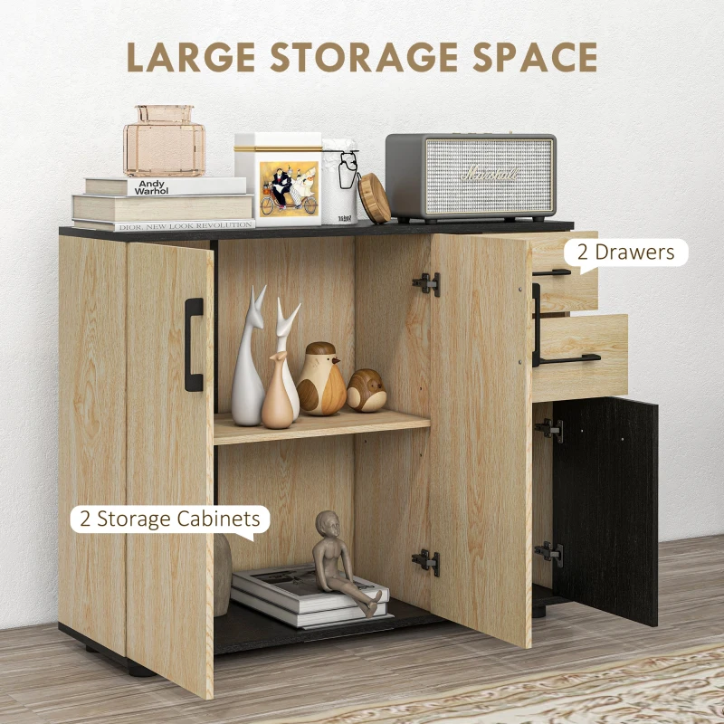 HOMCOM Modern Sideboard Cabinet, Freestanding Sideboards and Buffets with 3 Doors, 2 Drawers and Adjustable Shelf