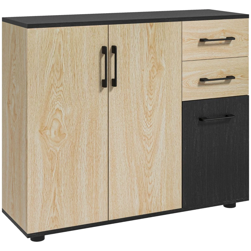HOMCOM Modern Sideboard Cabinet, Freestanding Sideboards and Buffets with 3 Doors, 2 Drawers and Adjustable Shelf