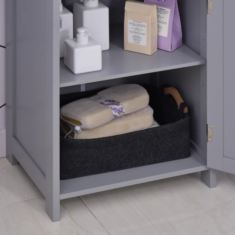 kleankin Bathroom Cabinet with Drawer and Shelf, Toilet Vanity Cabinet for Toilet Paper, Towels or Shampoo, Grey