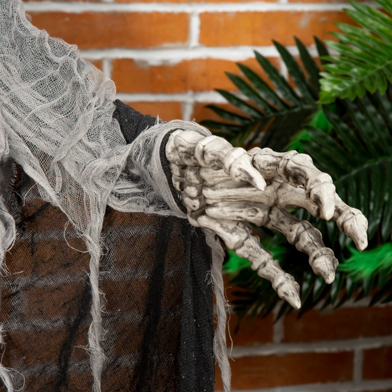 Outsunny 74" Life Size Outdoor Halloween Decorations Skeleton Witch, Animated Prop Animatronic Decor with Sound and Motion Activated, Light Up Eyes and Chest, Howling and Chain Sound