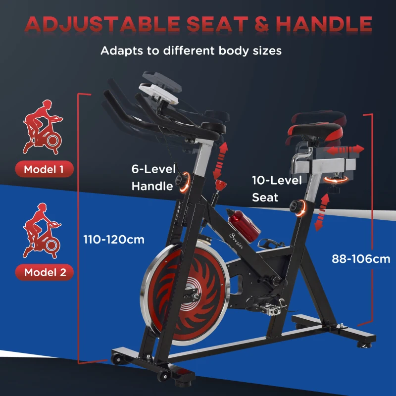 Soozier Indoor Stationary Exercise Bike Upright Fitness Bicycle Cycling Sport for Home Gym with 29lbs Flywheel Adjustable Resistance LCD Monitor Bottle Holder Black