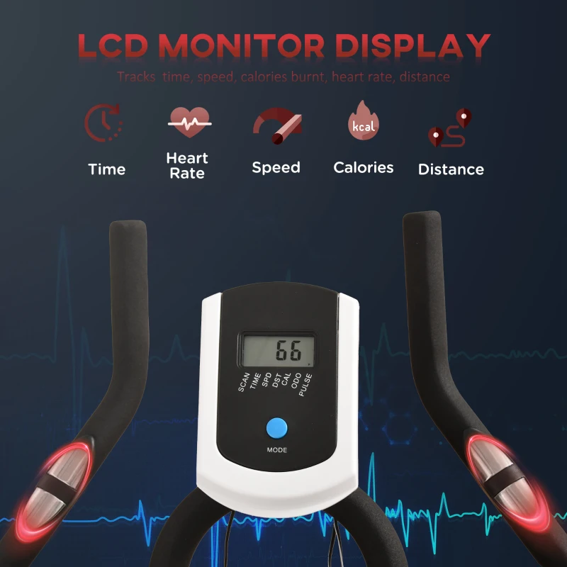 Soozier Indoor Stationary Exercise Bike Upright Fitness Bicycle Cycling Sport for Home Gym with 29lbs Flywheel Adjustable Resistance LCD Monitor Bottle Holder Black