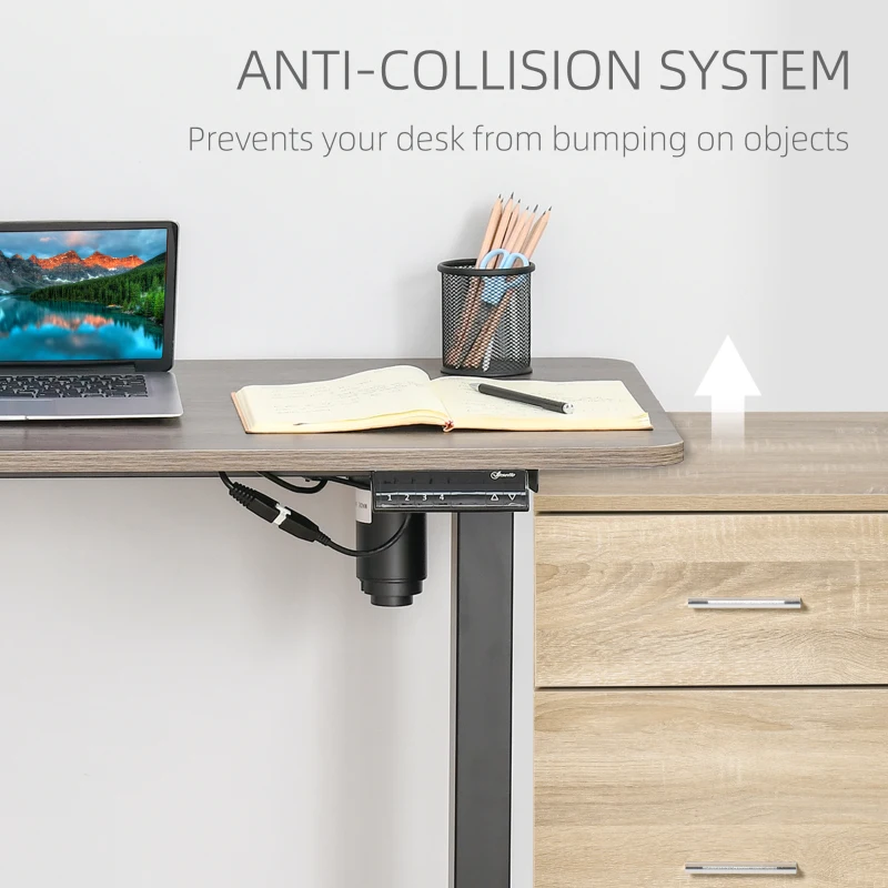 Vinsetto Electric Height Adjustable Standing Desk with 48" Desktop, Sit Stand Home Office Desk with Memory Button Control and Anti-Collision System, Teak/Black