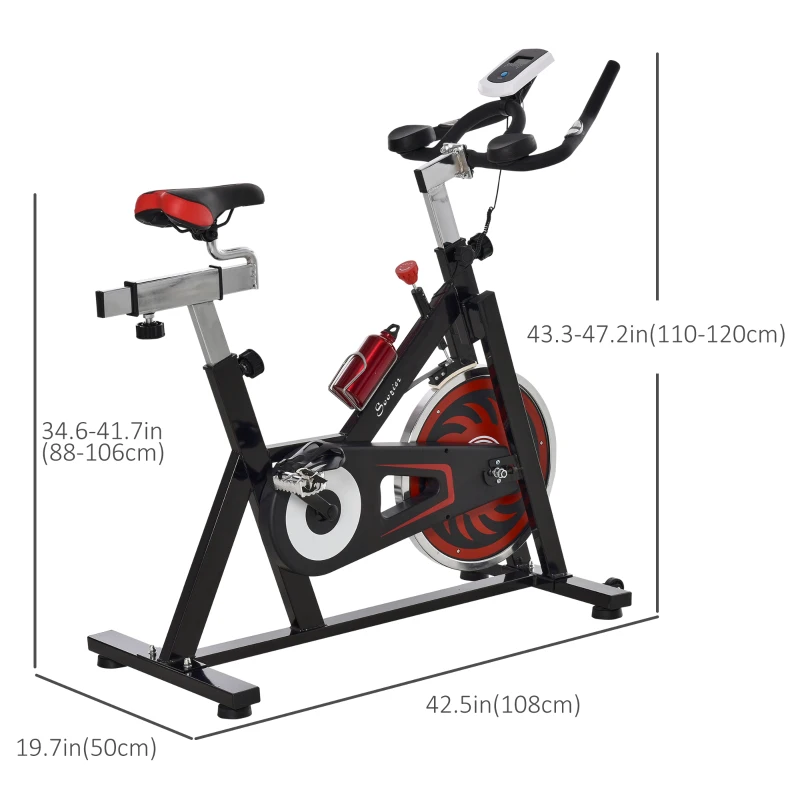 Soozier Indoor Stationary Exercise Bike Upright Fitness Bicycle Cycling Sport for Home Gym with 29lbs Flywheel Adjustable Resistance LCD Monitor Bottle Holder Black