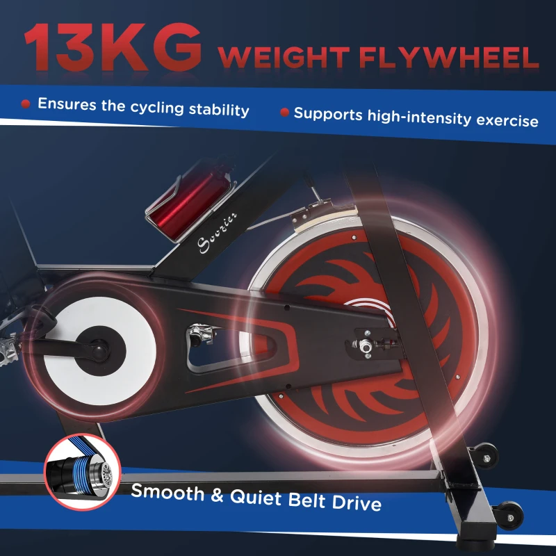 Soozier Indoor Stationary Exercise Bike Upright Fitness Bicycle Cycling Sport for Home Gym with 29lbs Flywheel Adjustable Resistance LCD Monitor Bottle Holder Black