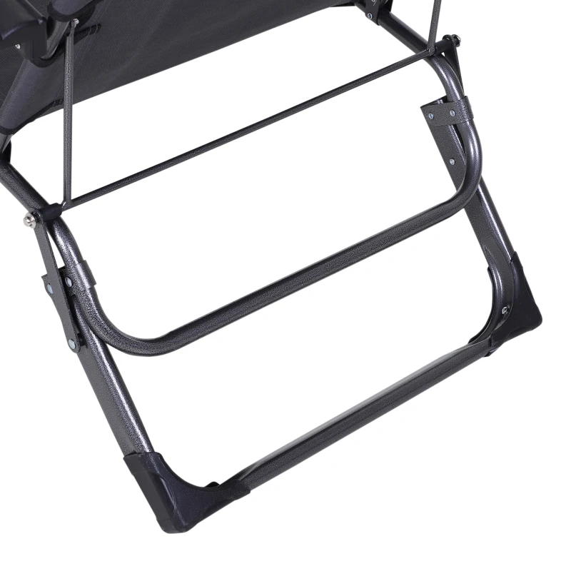 Outsunny Folding Chaise Lounge Chair for Outside, 2-in-1 Tanning Chair with Pillow & Pocket, Adjustable Pool Chair for Beach, Patio, Lawn, Deck, Gray