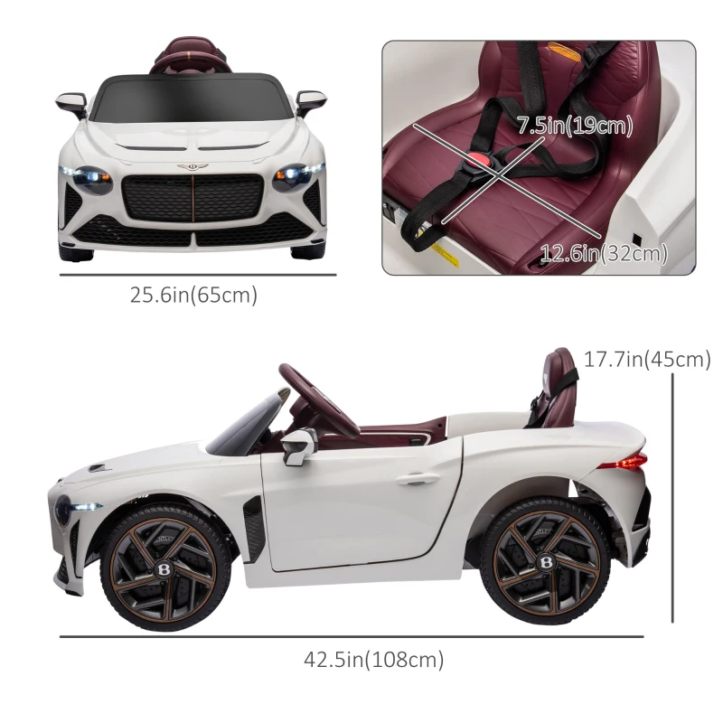 Aosom 12V Electric Ride on Car with Butterfly Doors, 3.1 MPH Kids Ride-on Toy for Boys and Girls with Remote Control, Suspension System, Horn Honking, White