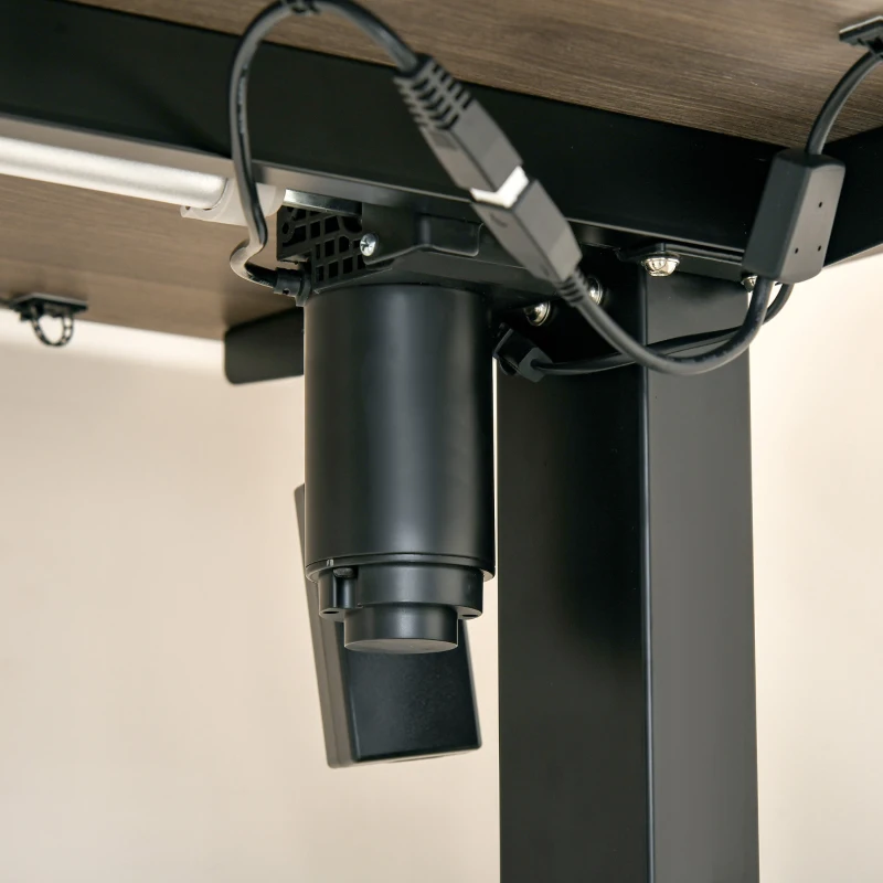 Vinsetto Electric Height Adjustable Standing Desk with 48" Desktop, Sit Stand Home Office Desk with Memory Button Control and Anti-Collision System, Teak/Black