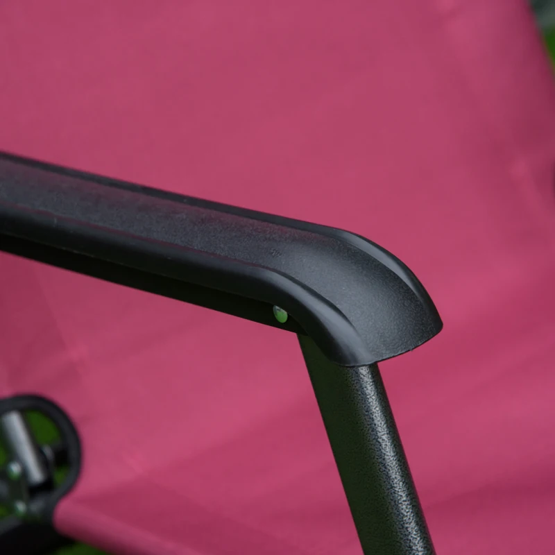 Outsunny Folding Chaise Lounge Chair for Outside, 2-in-1 Tanning Chair with Pillow & Pocket, Adjustable Pool Chair for Beach, Patio, Lawn, Deck, Red