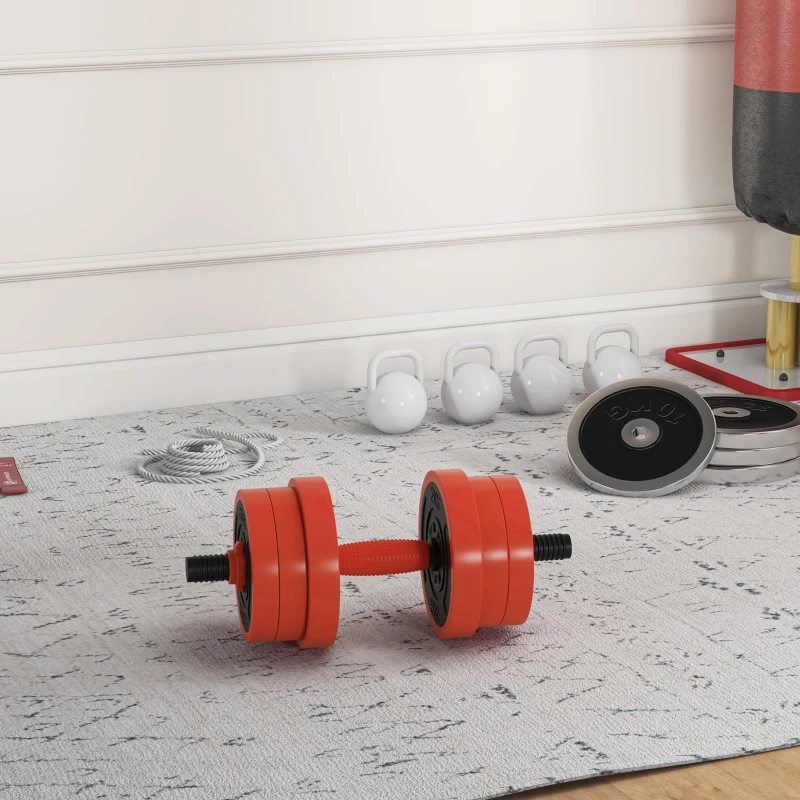 Soozier Adjustable Dumbbell Sets, 4 in1 Weights Dumbbells Set Used as Barbell, Kettlebells, Push up Stand, Free Weight Set for Men and Women Home Gym Training, Red 66lbs