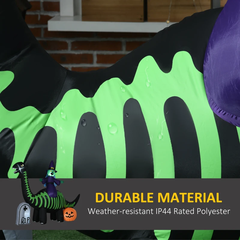 HOMCOM 8' Halloween Inflatable Dinosaur W/ Witch Tombstone Pumpkin