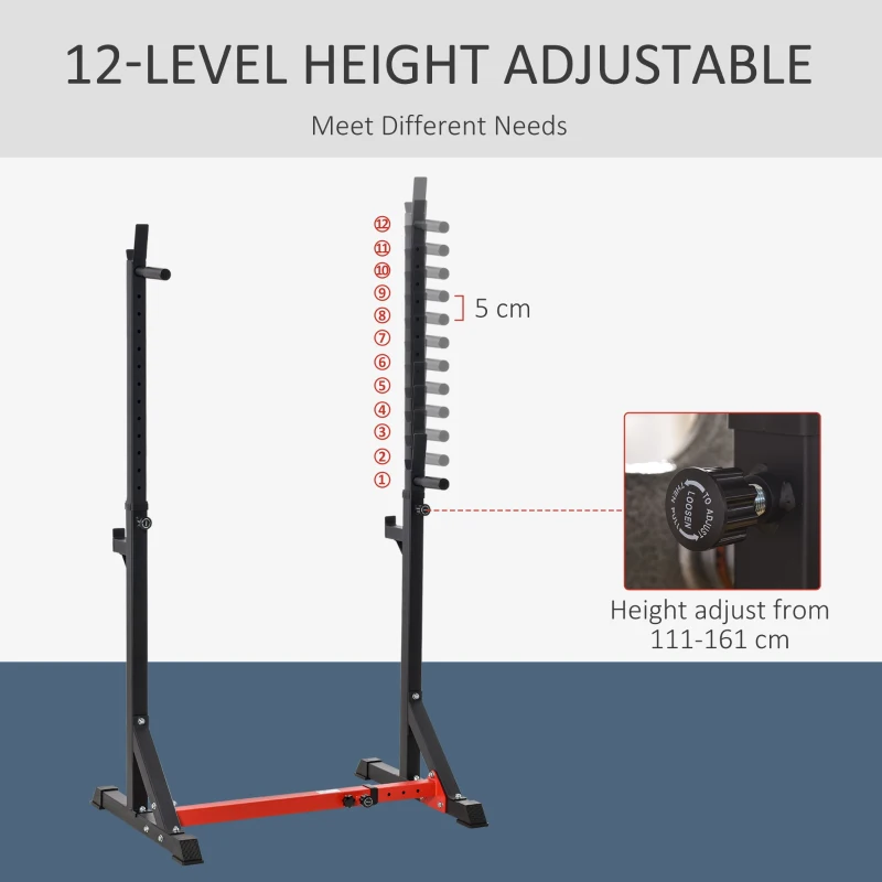 Soozier Adjustable Barbell Rack Stand, Home Gym Squat Rack for Strength Training