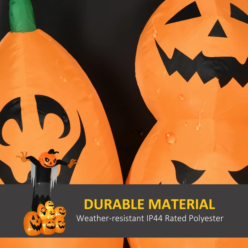 HOMCOM 9ft Halloween Inflatables Outdoor Decorations, Pumpkin Ghost with Pumpkin Patch, Outdoor Giant Blow Up Yard Decor with Build-in LED for Garden, Lawn, Party, Holiday