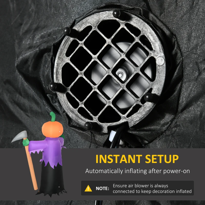 Outsunny 5' Inflatable Halloween Pumpkin Grim Reaper, Blow Up Outdoor LED Yard Display, Waterproof