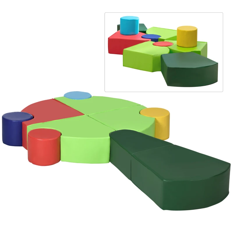 Qaba 10-piece Soft Play, Foam Play Set, Colorful Kids' Educational Software, Toddler Stairs and Ramp, Activity Toys for Baby Preschooler - Multicolored