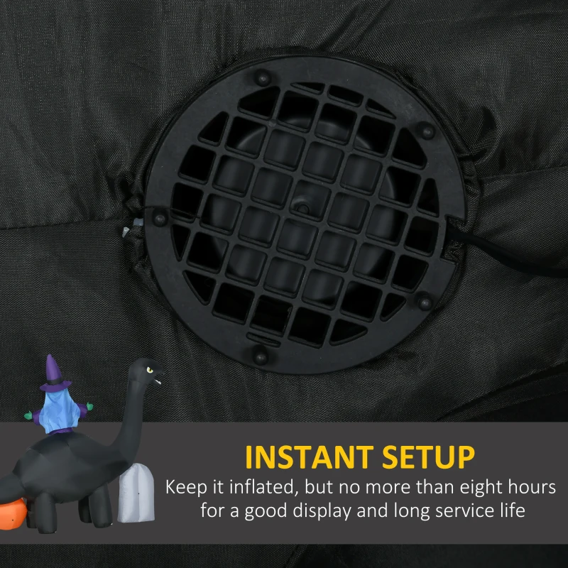 HOMCOM 8' Halloween Inflatable Dinosaur W/ Witch Tombstone Pumpkin