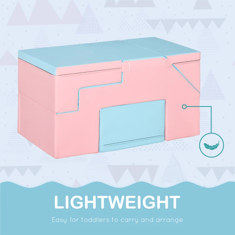 Qaba 2-Piece Soft Play Kids Foam Play Se for Crawl and Climb, Light Blue