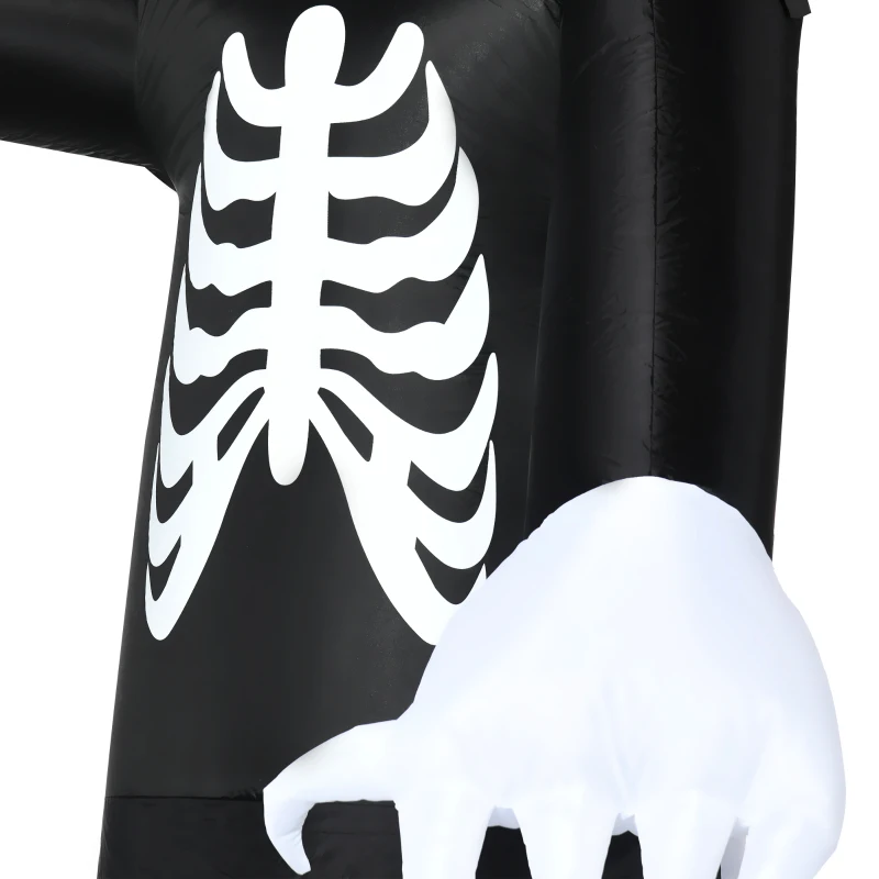 HOMCOM 12ft Halloween Inflatables Outdoor Decorations Skeleton Ghost, Blow Up LED Yard Decor for Garden, Lawn, Party, Holiday, Waterproof