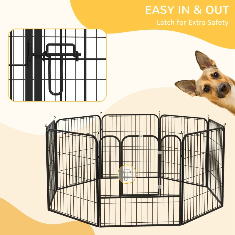PawHut 8 Panel Pet Playpen Play Yard Fence Home DIY Heavy-Duty Metal Foldable Indoor Outdoor 31.5"H
