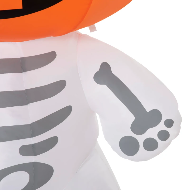 HOMCOM 6ft Halloween Inflatables Outdoor Decorations, Smiling Skeleton Ghost with Pumpkin Head, Blow Up LED Yard Decor for Garden, Lawn, Party, Holiday, Waterproof