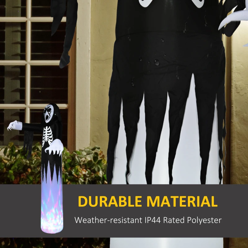 HOMCOM 12ft Halloween Inflatables Outdoor Decorations Skeleton Ghost, Blow Up LED Yard Decor for Garden, Lawn, Party, Holiday, Waterproof