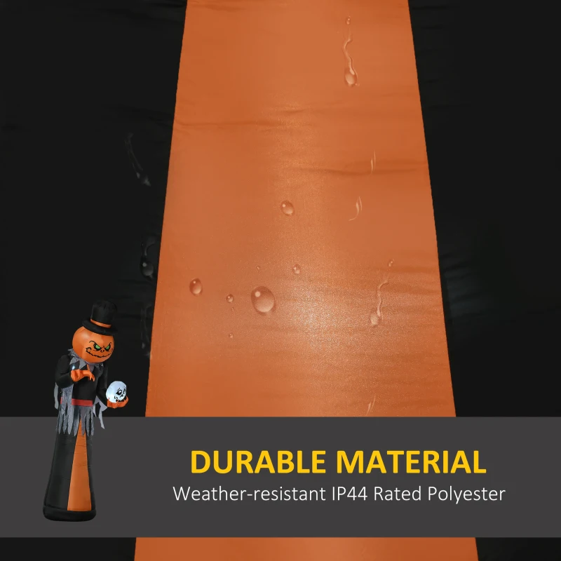 HOMCOM 12ft Halloween Inflatables Outdoor Decorations, Pumpkin Reaper with Skeleton Skull, Outdoor Giant Blow Up Yard Decor with Build-in LED  for Garden, Lawn, Party, Holiday