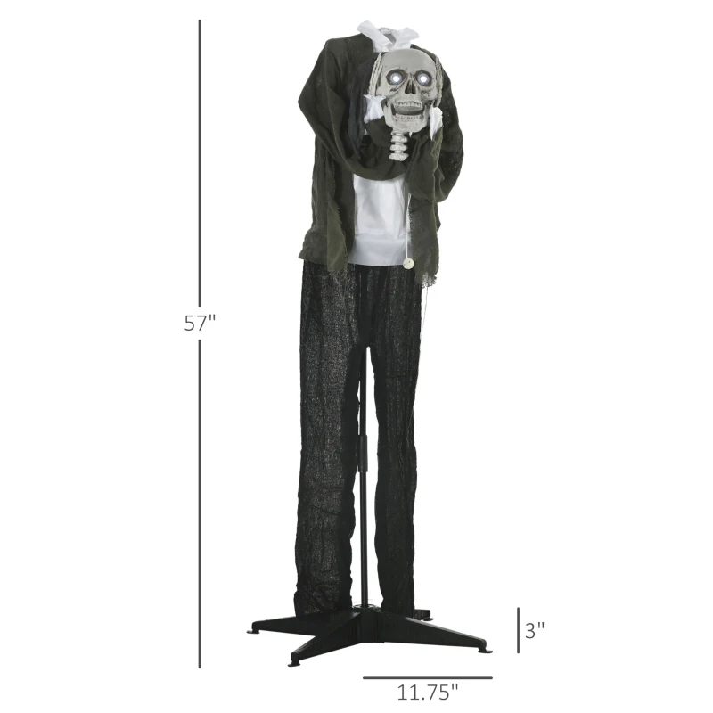 Outsunny 57" Life Size Outdoor Halloween Decorations Hanging Talking Skeleton Ghost, Animated Prop Animatronic Decor with Sound and Motion Activated, Light Up Eyes, Laughter