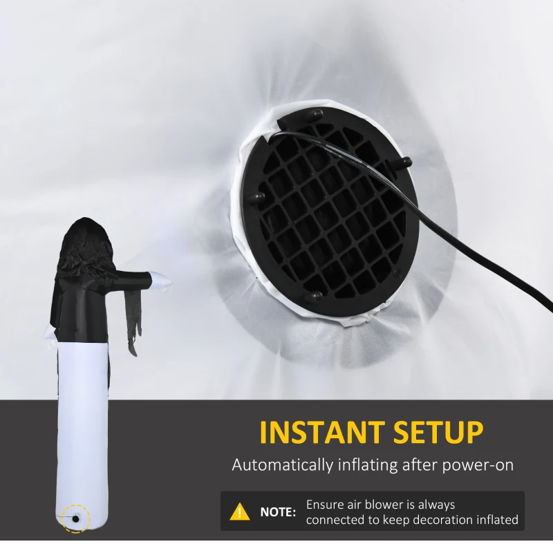 HOMCOM 12ft Halloween Inflatables Outdoor Decorations Skeleton Ghost, Blow Up LED Yard Decor for Garden, Lawn, Party, Holiday, Waterproof