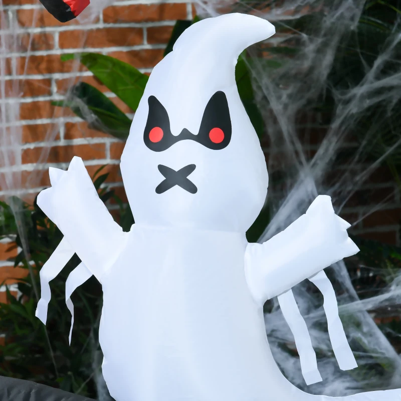 HOMCOM 6FT Halloween Inflatable Dinosaur with Ghost and Pumpkin LED Lights