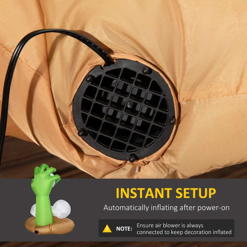 HOMCOM 4ft Halloween Inflatables Outdoor Decorations Monster Hand Grasping Bloodshot Eyeballs, Blow Up LED Yard Decor for Garden, Lawn, Party, Holiday, Waterproof