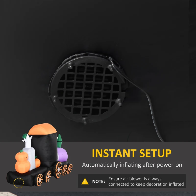 HOMCOM 8' Inflatable Halloween Spooky Train with Skeleton and Graveyard, Blow Up Outdoor LED Yard Display, Waterproof