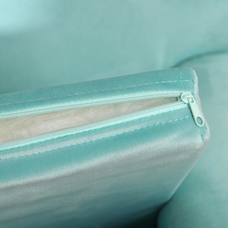 Qaba Kids Sofa, Armrest Chair for Preschool, Toddler Couch for Kids Room, Kindergarten, Dutch Velvet, Eucalyptus Wood, Light Blue