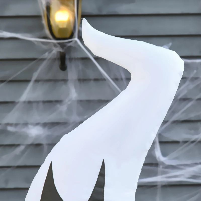 HOMCOM 5.9' Halloween LED Yard Decor Ghost with Pumpkin, Blow Up Inflatable Outdoor Decoration for Garden, Waterproof, Green