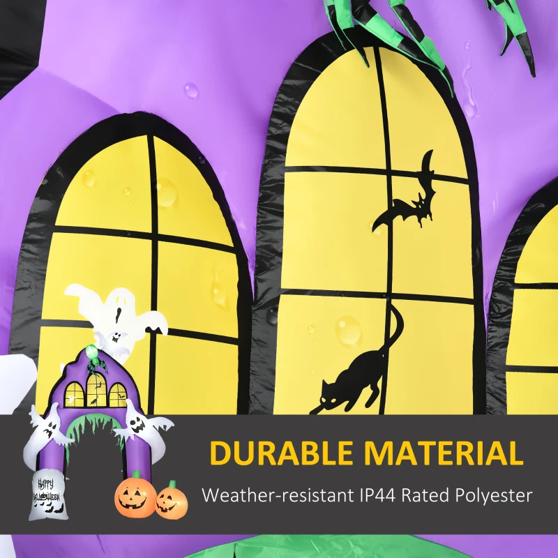 HOMCOM 9ft Halloween Inflatables Outdoor Decorations Castle Archway with Ghosts, Pumpkins, Spider and Tombstone, Blow Up LED Yard Decor Indoor Outdoor for Garden, Lawn, Party, Holiday