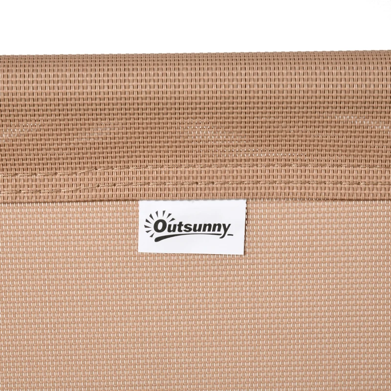 Outsunny Patio Folding Chair, Outdoor Bungee Sling Chair w/ Armrests, Portable Lawn Chair for Camping, Garden, Pool, Beach, Backyard, Beige