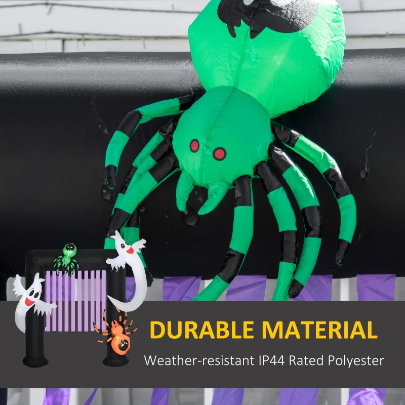 HOMCOM 8' Inflatable Halloween Archway with Ghosts and Spiders, Blow Up Outdoor LED Yard Display, Waterproof