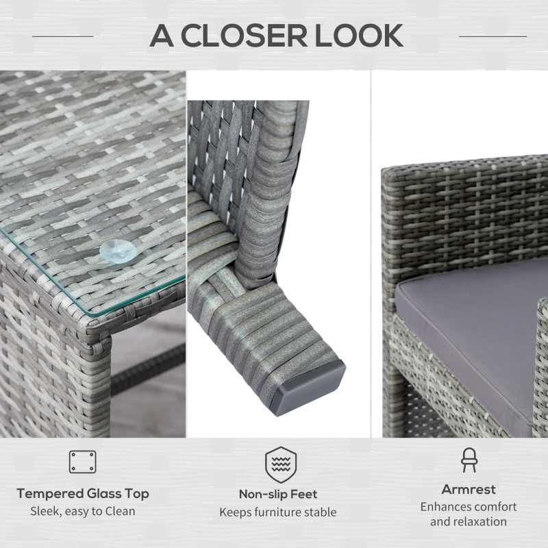 Outsunny 4-Piece Wicker Outdoor Rattan Furniture Set with Loveseat, 2 Chairs, & Coffee Table with UV Fighting Material