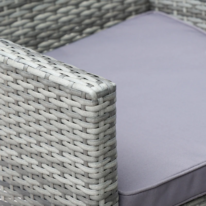 Outsunny 4-Piece Wicker Outdoor Rattan Furniture Set with Loveseat, 2 Chairs, & Coffee Table with UV Fighting Material